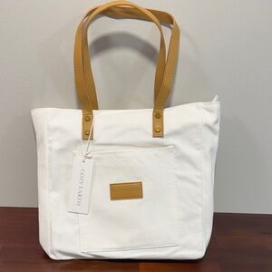 Cozy Earth White and Tan Tote Bag